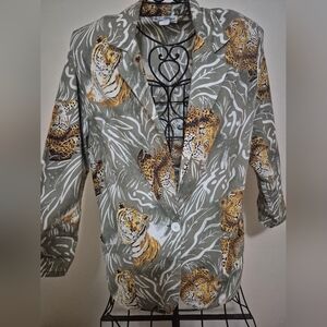 Unique Jeri Marque Animal Print Blazer with Tiger and Leopard Design